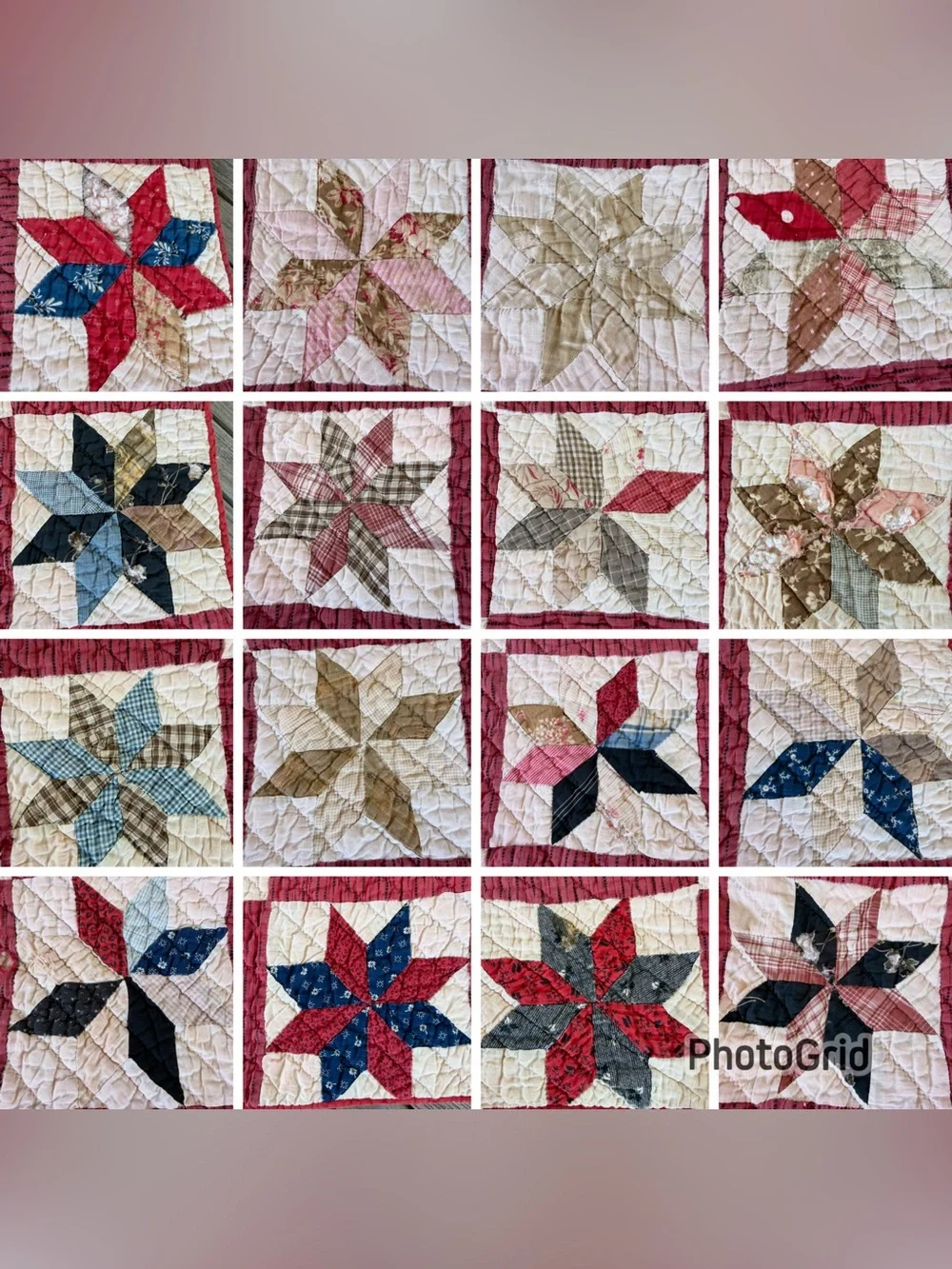 Vintage Lemoyne Star Hand Sewn Quilt Americana Vibes Gauzy Cotton 64x78 CUTTER